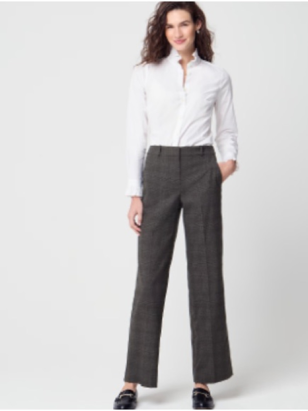 J Crew Factory Remy plaid full-length high-rise wide-leg pant glen plaid sz 2